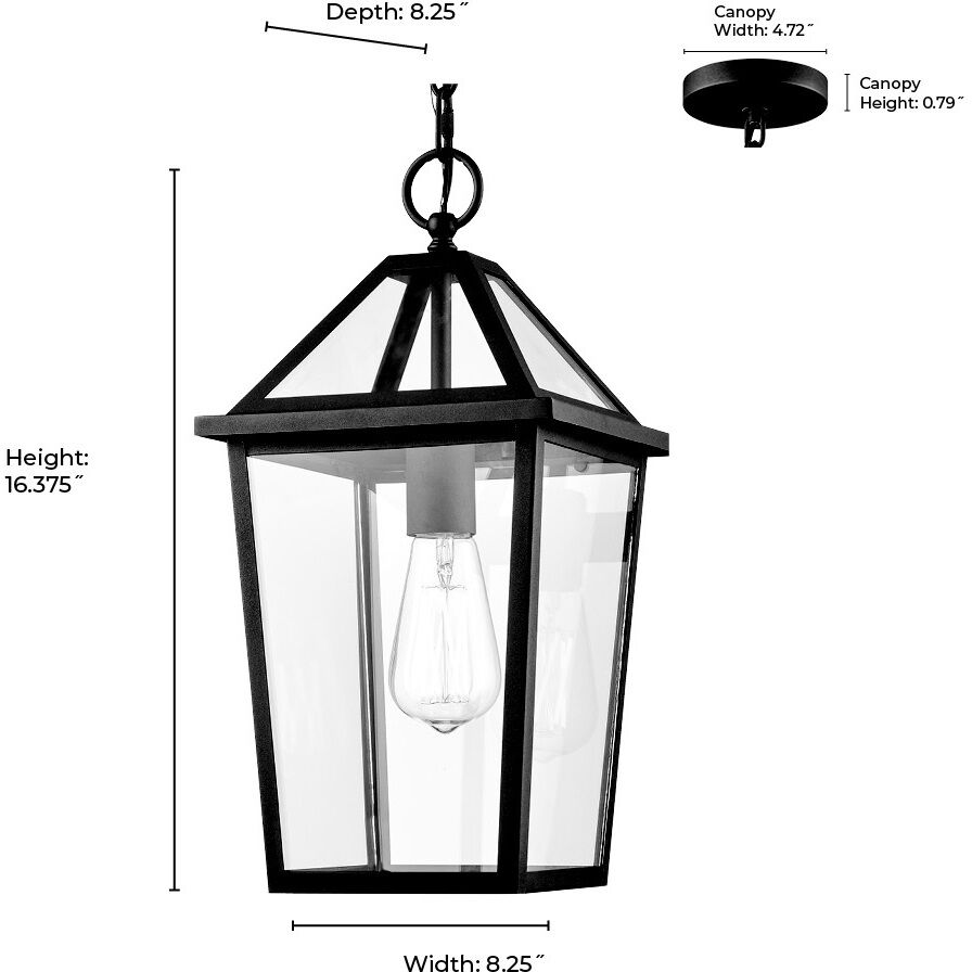 Eston 1 Light 8.25 inch Textured Black Outdoor Hanging Lantern
